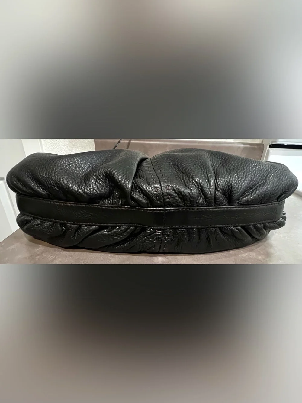 ✨COLE HAAN Y2K Large Black Leather Hobo Slouchy Shoulder Bag Buckles Pockets Zip